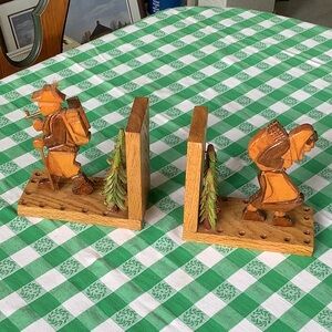 Carved Folk Art Bookends